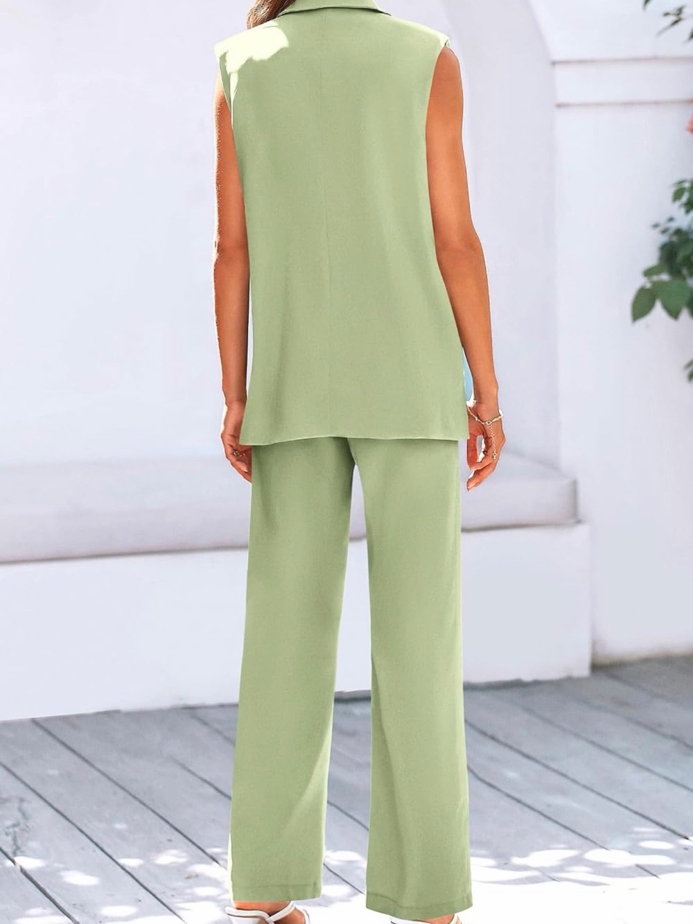 PRETTYGARDEN Sleeveless Suit Vest and Wide Leg Pant Set - Picture 2 of 6